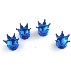 4 PCS Universal Crown Wheel Valve Covers Air Dustproof Waterproof Car Motorcycle Tyre close-up view