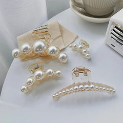 Simulated Pearl Hair Claws for Women Korean Acrylic Hair Clips Girls Large Size Barret close-up view