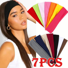 7Pcs Solid Elastic Hair Bands Yoga Headband Women Men Simple Sports Running Absorb Sweat Elastic Hai