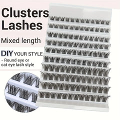 10 Rows Single Cluster Fluffy Lash Natural Look Eyelash Extensions 8-16MM Mixed Length close-up view