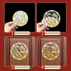 Carp Lotus Metal Sticker | Lucky Wealth Feng Shui Decoration