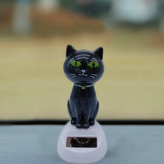 Solar Cartoon Cat Shaking Head Doll for Car Interior