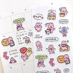 Hand Drawn Graffiti Rabbit Stickers | Cute Bunny Decals for Journaling detail view