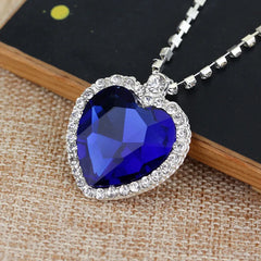 Movie TITANIC Heart Of the Ocean Necklace Love Forever Blue Red Crystal Pendants Necklac detail view