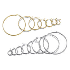 Gold Color Stainless Steel Hoop Earrings For Women Men Big/Small Circle Round Ear Jew alternate view