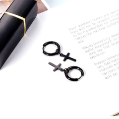 LUXUSTEEL Trendy Cross Women's Stainless Steel Hoop Earrings Colorful Metal Stud Drop Earrings Fashionable Jewelry Gift