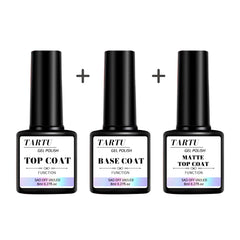 1pc/2pcs/3pcs 8Ml Functional Gel Nail Art Set with Base Coat and Diamond Top Coat,Matte Top ,Soak Off for Nail Art Design Tool