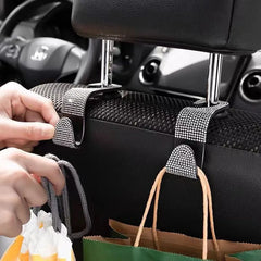 Rhinestone Decor Car Seat Back Hook Hanger Universal Bling Diamond Vehicle Auto Headrest detail view