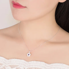 925 Sterling Silver Pink Purple Peach Blossom Necklace | GaaBou Jewellery detail view