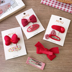 2PCS Christmas Hair Pins for Girls New Year Red Bow Bangs Clips Baby Hair Accessories Knitted Hairpin Sweet Korean Kid Hair Clip