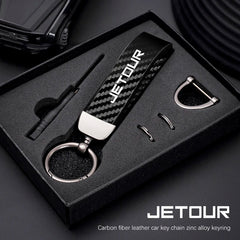 Jetour Keychain Carbon Fiber Style | Microfiber Leather Key Ring