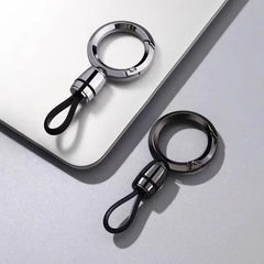 Men High-End Metal Keychain Simple Car Key Chain with Waist Hook Anti-Lo Leather Rope An detail view
