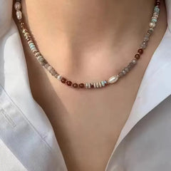 Crystal Stone Pearl Handmade Beadeds Chain Necklace Bracelet Women Luxury Elegant Fas alternate view