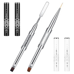 Dual-Ended Hard Nail Art Brush Builder Gel Rhinestone Handle French Tip for Manicure alternate view
