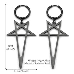 Pentagram Spike Rivet Hoop Earrings | Stainless Steel Gothic Punk Jewelry detail view
