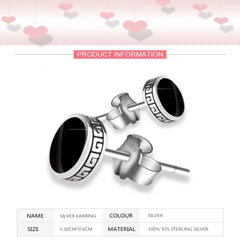 925 Silver Earrings Men Black Circle Single Simple Luxury Earring alternate view