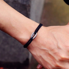Handwoven Rope Macrame Bracelet for Men | Adjustable Shell Beach Surfer Bracelet detail view