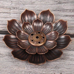 Bronze Lotus Incense Burner | Alloy Stick Holder Plate for Meditation