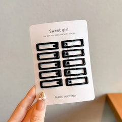 10pcs/set Girls Mini Black Alloy Bobby Pins Water Drop Rectangle Hairpins Children Baby detail view