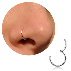 18G 316L Surgical Steel Nose Ring Hoop, Cartilage Hoop Earrings for Women Men Piercing close-up view