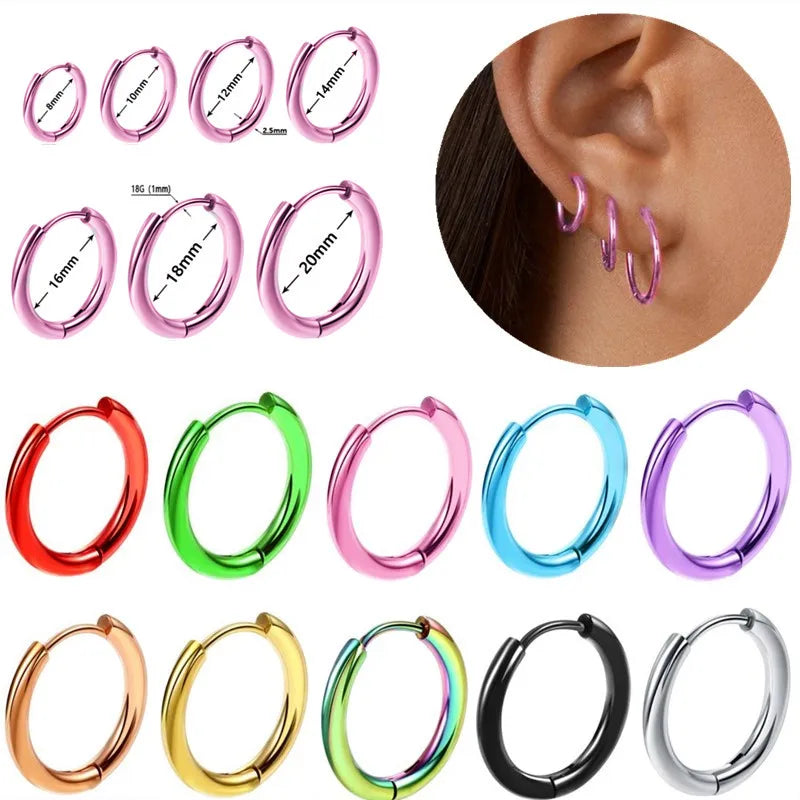 Stainless Steel Huggie Hoop Earrings | Unisex Cartilage Helix Tragus Jewelry