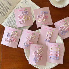 4pcs/set Cute Colorful Geometric Mini Hair Clips For Girls Sweet Hair Ornament Hairpins Barrettes Kids Lovely Hair Accessories