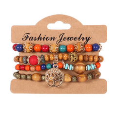 Bohemian Handmade Beads Bracelet Set For Women Summer Colorful Beaded Chain Bangle Gir close-up view