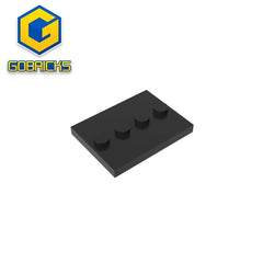 Gobricks GDS-980 Tile, Modified 3 x 4 with 4 Studs in Center | Compatible Building Block for DIY and