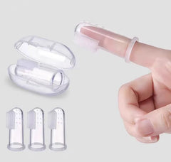 Silicone Soft Pet Finger Cuff Toothbrushes Dog Brush Bad Breath Tartar Teeth Care Tool close-up view