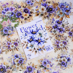 20 PET Flower Stickers for Scrapbooking | Transparent Adhesive Decorative Set