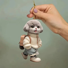 Cute Puppy Acrylic Keychain Car Rearview Mirror Pendant detail view