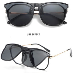 Polarized Clip On Sunglasses Men Car Driver Goggles UV400 Sun Glasses Anti Glare Vintage Square Glas