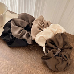 5pcs Retro Real Silk Large Scrunchies - Premium Hair Bands for Women, Suitable for Top K detail view