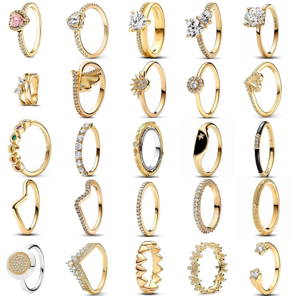 2025 Hot Selling Wholesale Gold Color Sun Heart Bow Size 6 7 8 9 Ring Rings For Trenday Women Jewelr