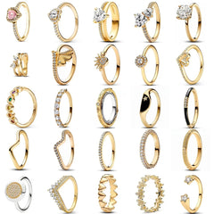 2025 Hot Selling Wholesale Gold Color Sun Heart Bow Size 6 7 8 9 Ring Rings For Trenday Women Jewelr