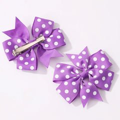 3Pcs/Pack Solid Dot Hair Bows Clip Girls Boutique Bowknot Hair Clips Kids Colorful Hea close-up view