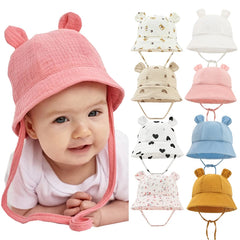 Muslin Baby Sun Hat for Newborn | Cotton Bucket Hat for Infant Summer alternate view