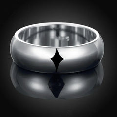 High Quality 925 Sterling Silver Ring Fashion Simple Smooth Round Ring Party Jewelry for detail view