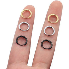 316L Stainless Steel Huggie Hoop Earrings | Hypoallergenic Cartilage Piercing Jewelry close-up view