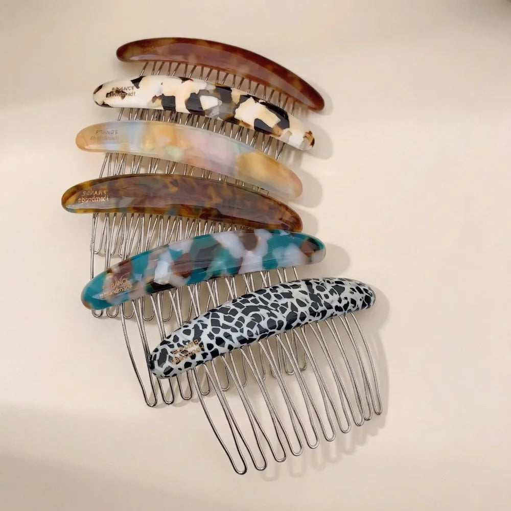1/2pcs Acetate Metal Hair Combs Clips for Women Girls Side Bangs Upside-down Hairpins Styling Tool H