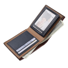 Men's Slim PU Leather Wallet | Business Card Holder with Multiple Slots close-up view