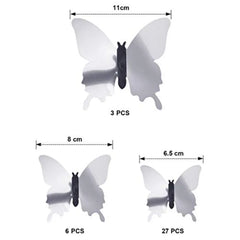 48 Pieces Butterfly Wall Decor DIY 3D Mirror Butterfly Stickers Removable Decals | Cr alternate view