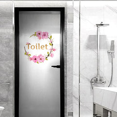 Flower Toilet Door Wall Stickers | Elegant Bathroom Decor Signs alternate view