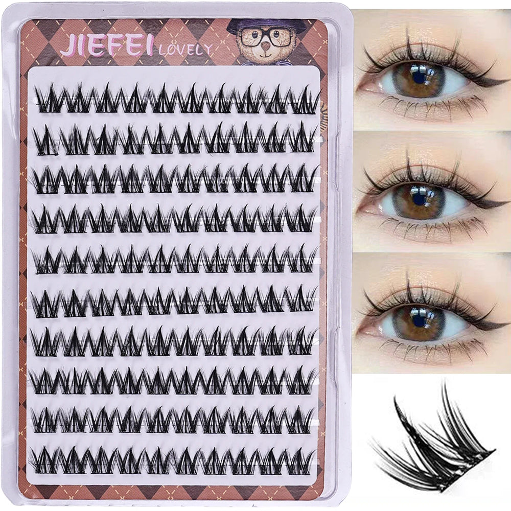 Glue-free Self-adhesive False Eyelashes | Voluminous Fluffy W-shaped Lash Clusters for DIY Manga Eye