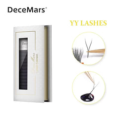 DeceMars YY Shape Black Brown Eyelashes Extensions | Two Tip Lashes C/D Curl