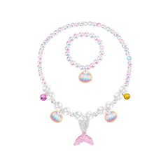 Mermaid Necklace Set for Girls | Sparkling Fish Tail Shell Jewelry Gift detail view