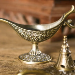 Antique Style Incense Burner | Metal Aroma Lamp for Home Decor detail view