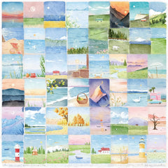 50PCS Transparent Mountain and Sea Painting Stickers | Waterproof Clear PET for Scrapbooking