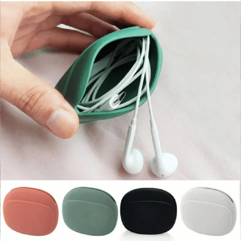 Silicone Cell Phone Cable Bag Data Cable Storage Box Travel Earphone Wire Key U Drive USB Rating Org