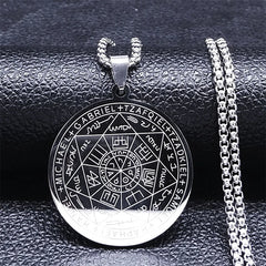 Seven Archangels Amulet Stainless Steel Necklace | Seal of Solomon Talisman Pendant